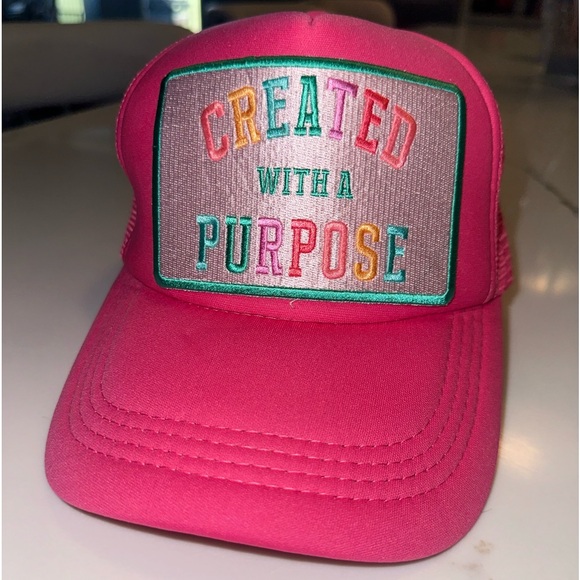 Created with Purpose Pink Teal Patch Trucker Hat Cap - Picture 7 of 7